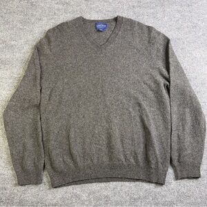 Club Room By Charter Club Men's Gray V-Neck‎ Sweater 100% Lambs Wool Large
